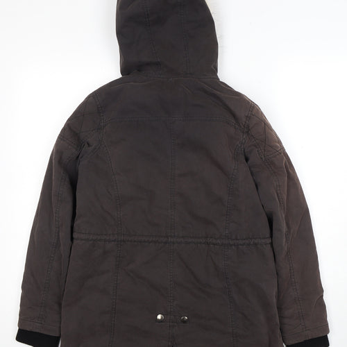 Izzue Women's Brown XS Parka Coat Fur Hooded