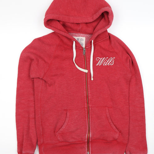 Jack Wills Women's Red Full Zip Hoodie Size 10