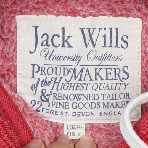 Jack Wills Women's Red Full Zip Hoodie Size 10