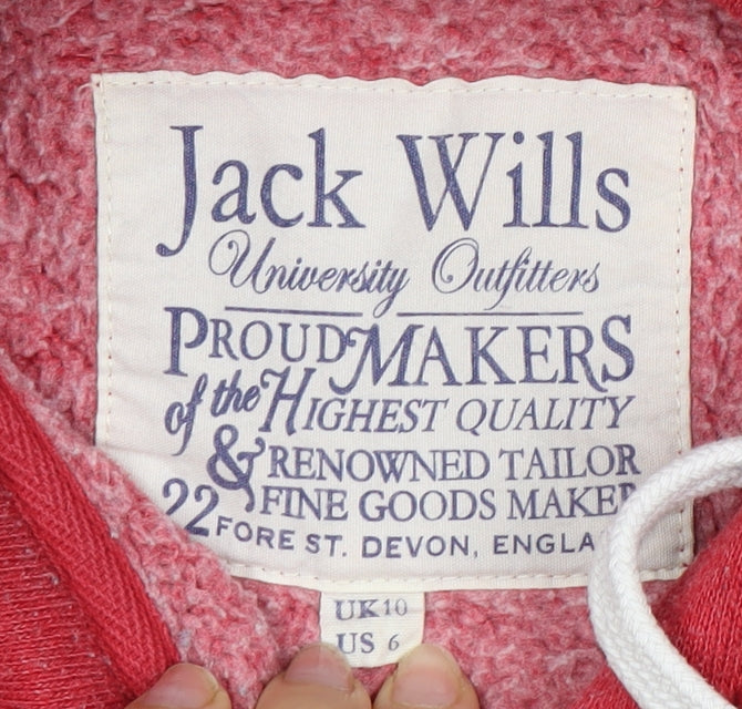 Jack Wills Women's Red Full Zip Hoodie Size 10