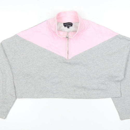 Wednesday's Girl Women's Grey & Pink L Zip Sweatshirt
