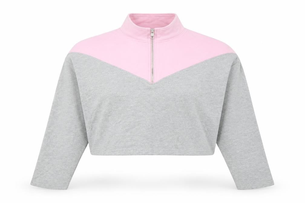 Wednesday's Girl Women's Grey & Pink L Zip Sweatshirt