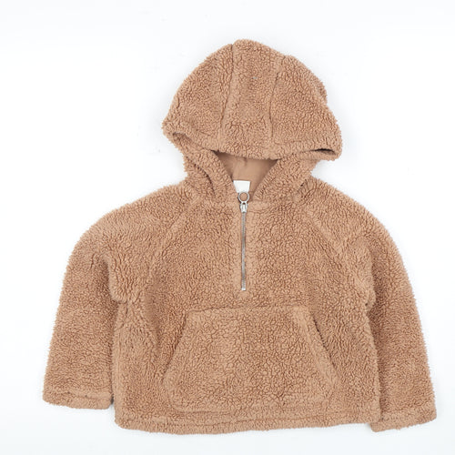 Next Girls Brown Fleece Full Zip Hoodie Size 6 Years