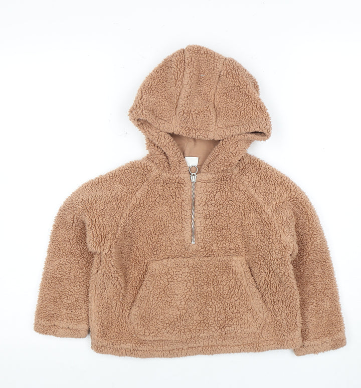 Next Girls Brown Fleece Full Zip Hoodie Size 6 Years