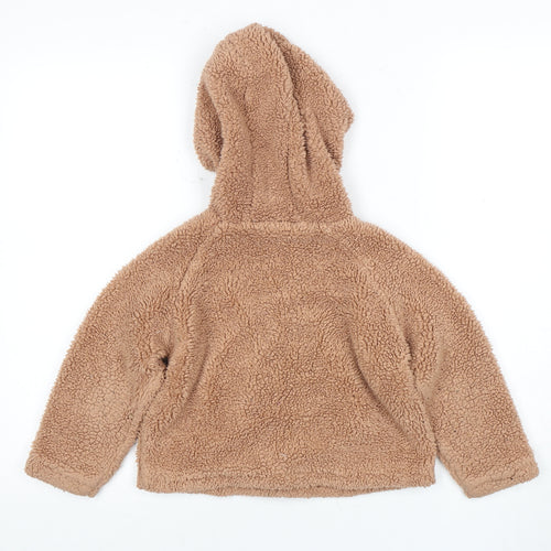 Next Girls Brown Fleece Full Zip Hoodie Size 6 Years