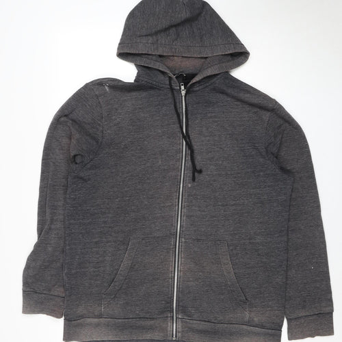 H&M Men's Grey Full Zip Hoodie L - Hooded & Pockets
