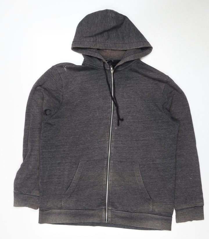 H&M Men's Grey Full Zip Hoodie L - Hooded & Pockets