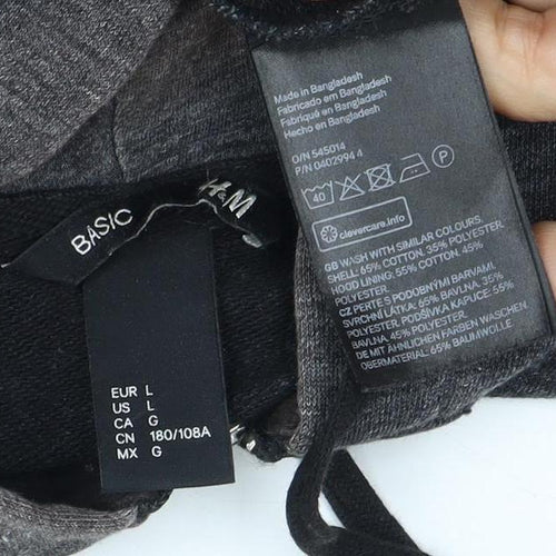 H&M Men's Grey Full Zip Hoodie L - Hooded & Pockets