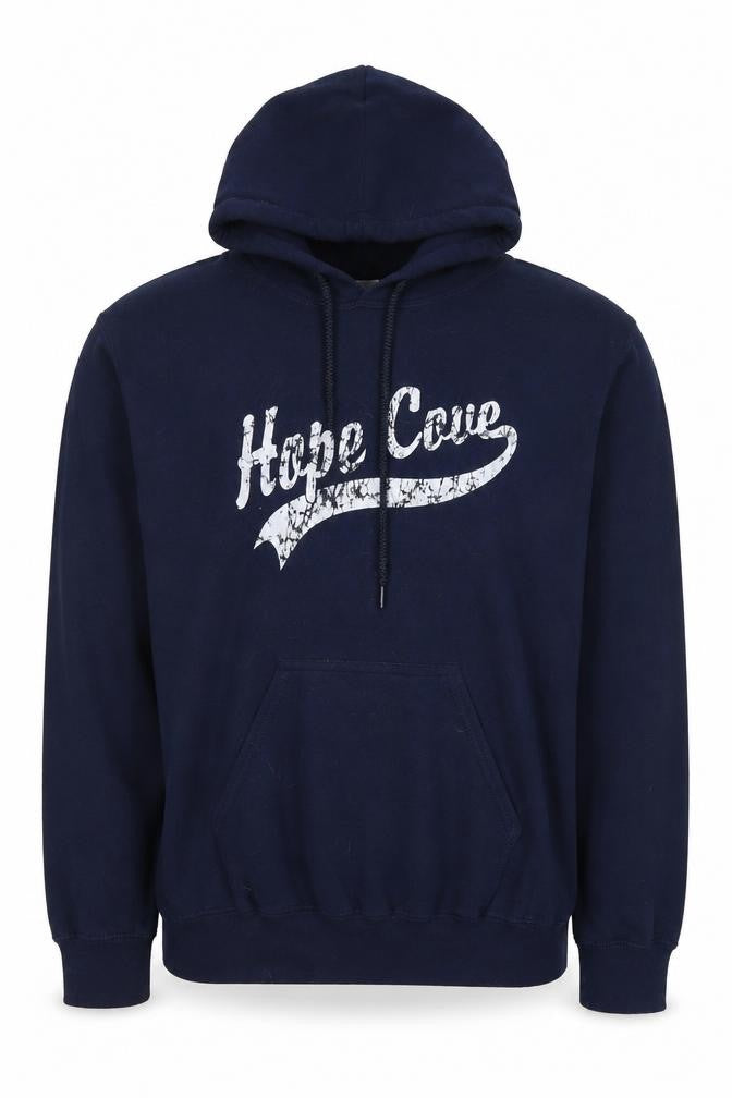 Front view of Gildan Men’s Blue Small Pullover Hoodie with Logo
