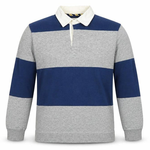 L.O.G.G. Men's Blue Cotton Polo, L, Long Sleeve