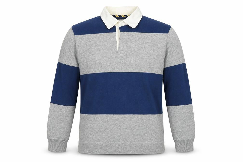 L.O.G.G. Men's Blue Cotton Polo, L, Long Sleeve