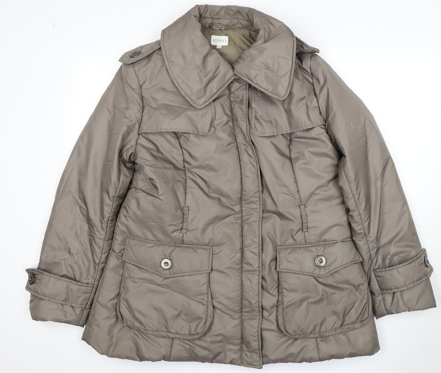 Kaliko Women's Brown Mid-Length Padded Jacket Size 16