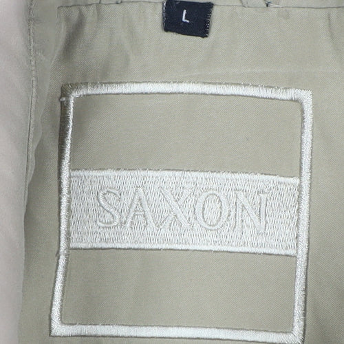 Saxon Men's Beige Basic Jacket, Size L, Collared Style