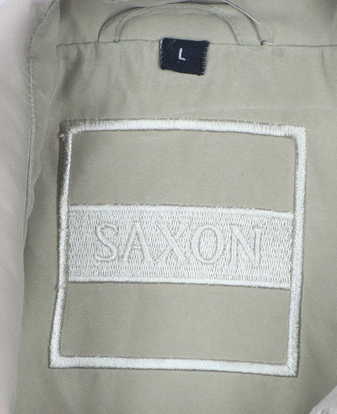 Saxon Men's Beige Basic Jacket, Size L, Collared Style