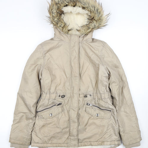 Nutmeg Girls Beige Parka Coat, Size 12-13, Hooded, Winter