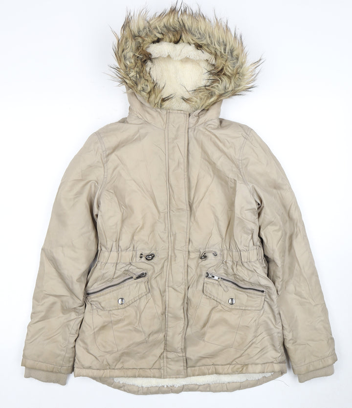 Nutmeg Girls Beige Parka Coat, Size 12-13, Hooded, Winter