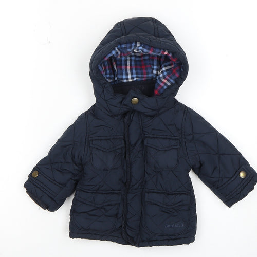 Junior J Boys Navy Quilted Puffer Jacket 3-6 Months