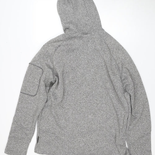 Jack Wolfskin Men's XL Grey Fleece Jacket - Hooded & Casual