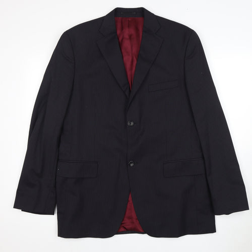 Dehavilland Men's Black Striped Wool Jacket 44R