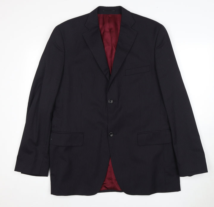 Dehavilland Men's Black Striped Wool Jacket 44R