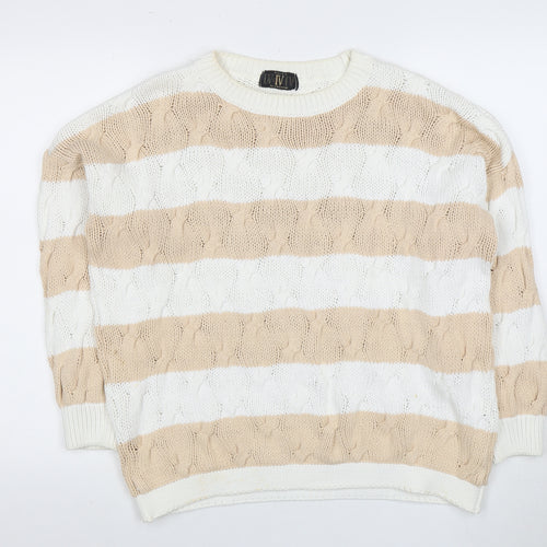 Windsmoor Women's Beige Striped Pullover Jumper