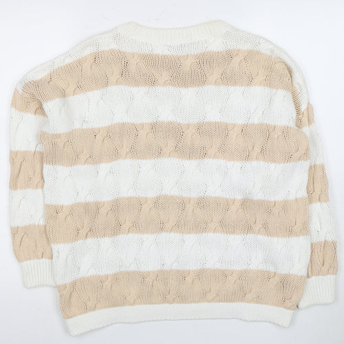 Windsmoor Women's Beige Striped Pullover Jumper