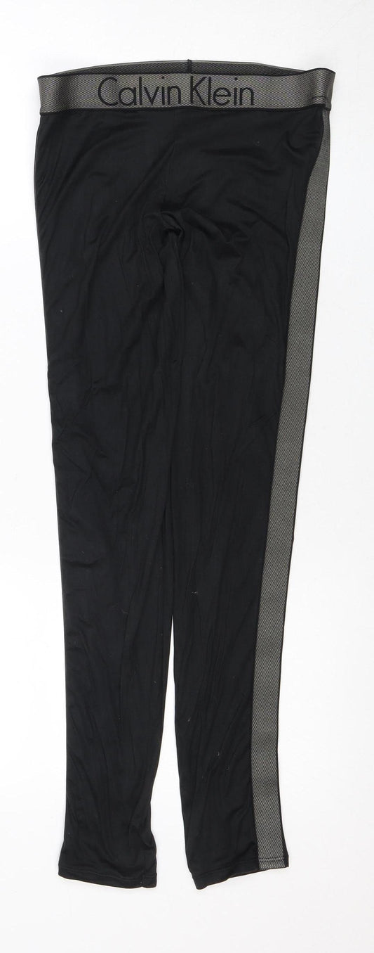 Calvin Klein Women's Black S Leggings with Logo and Elastic Waist