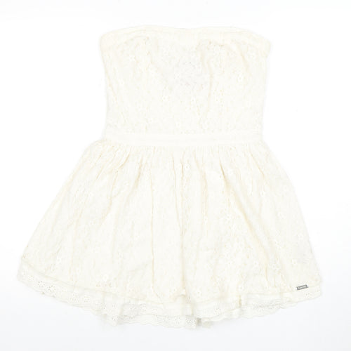 Superdry Women's White A-Line Strapless Dress M