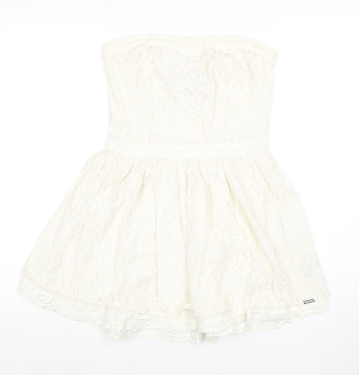 Superdry Women's White A-Line Strapless Dress M