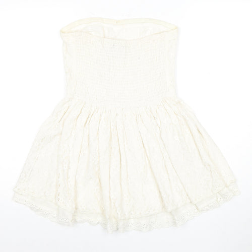 Superdry Women's White A-Line Strapless Dress M