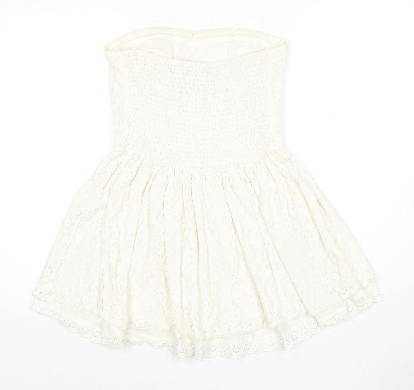 Superdry Women's White A-Line Strapless Dress M