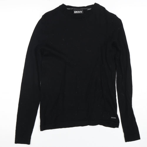 DKNY Women's Black Merino Wool Long Sleeve Top