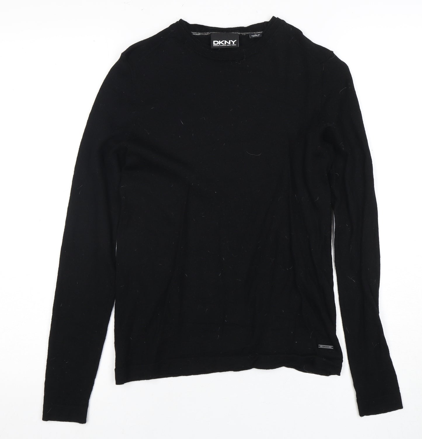 DKNY Women's Black Merino Wool Long Sleeve Top