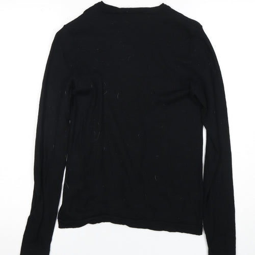 DKNY Women's Black Merino Wool Long Sleeve Top