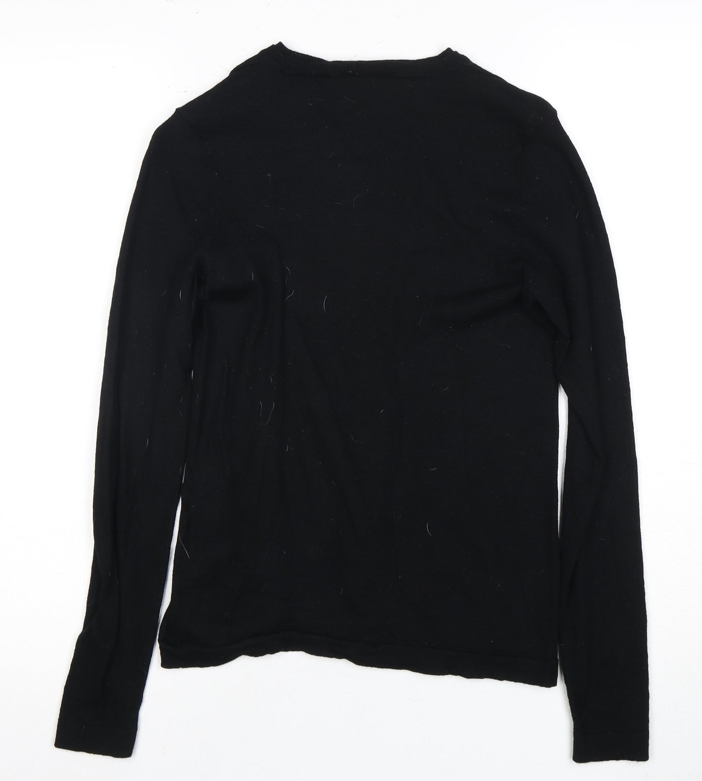 DKNY Women's Black Merino Wool Long Sleeve Top