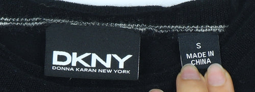 DKNY Women's Black Merino Wool Long Sleeve Top