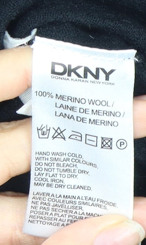 DKNY Women's Black Merino Wool Long Sleeve Top