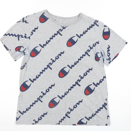 Champion Boys Grey Logo T-Shirt, Short Sleeve, Size 1
