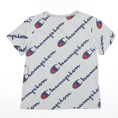 Champion Boys Grey Logo T-Shirt, Short Sleeve, Size 1