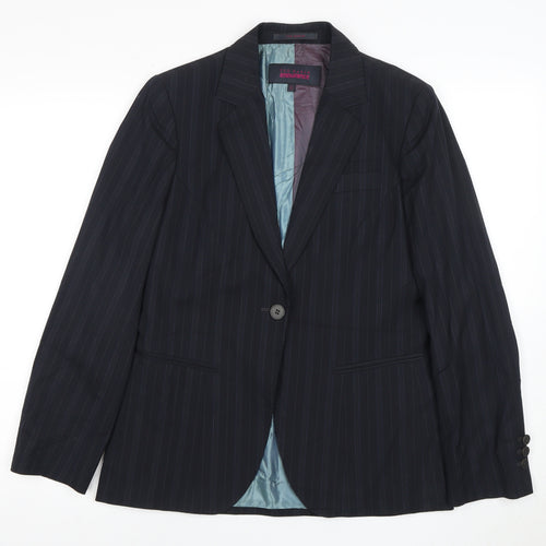 Ted Baker Women's Black Pinstripe Suit Jacket Size 10