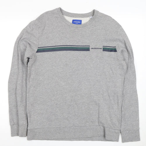 Jack & Jones Men's Grey Graphic Sweatshirt L