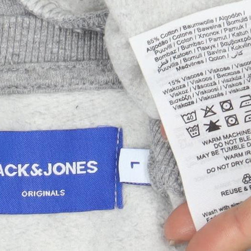 Jack & Jones Men's Grey Graphic Sweatshirt L