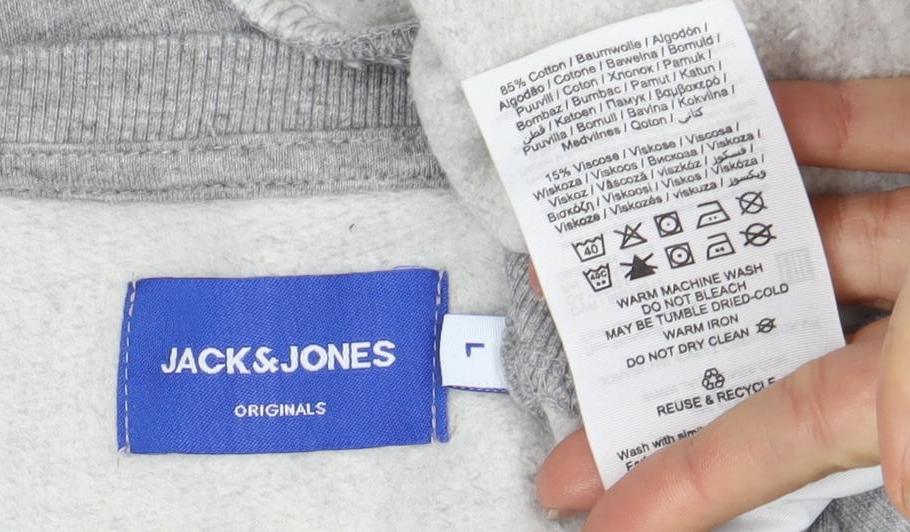 Jack & Jones Men's Grey Graphic Sweatshirt L