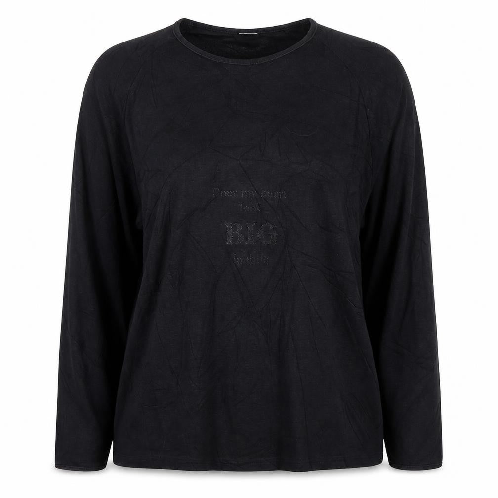 Front view of Julia Maternity Black Long Sleeve Shirt Women M