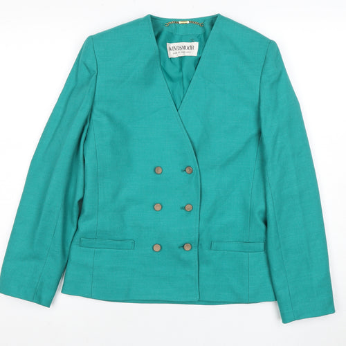 Windsmoor Women's Green Double-Breasted Blazer Size 8