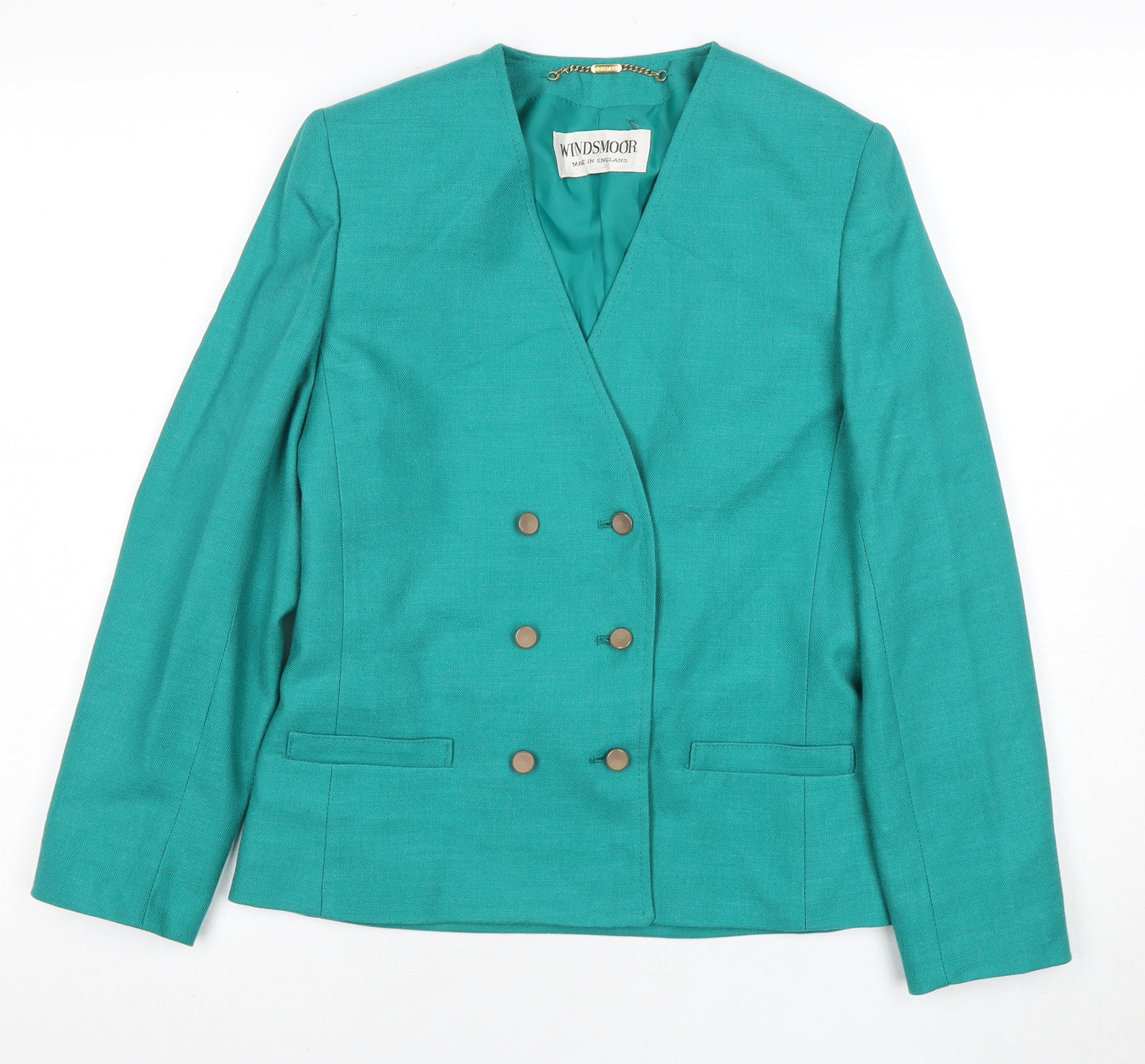 Windsmoor Women's Green Double-Breasted Blazer Size 8