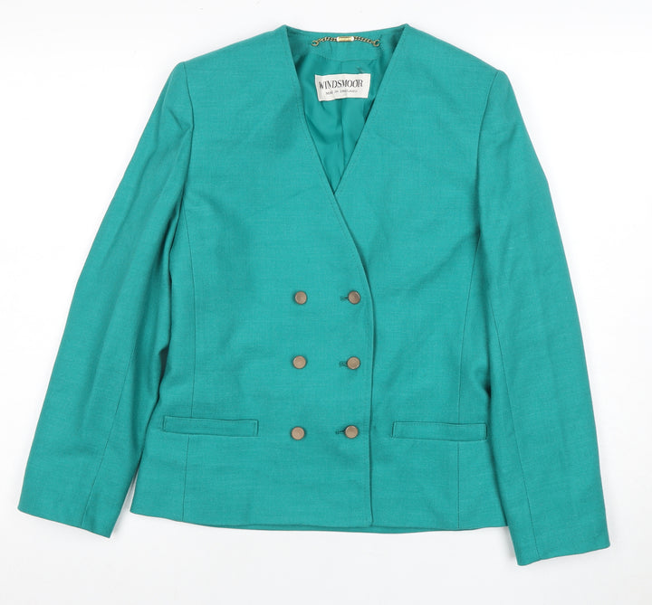 Windsmoor Women's Green Double-Breasted Blazer Size 8