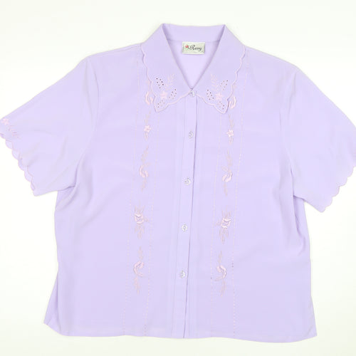 Rosy Women's Purple Embroidered Blouse Size 12