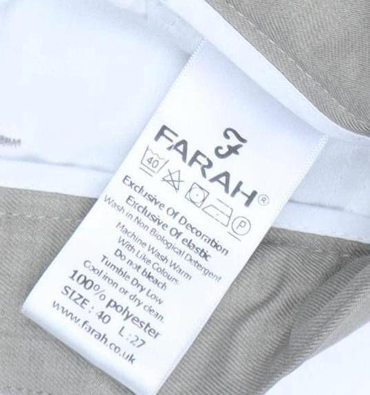 Farah Men's Beige Classic Trousers Size 40