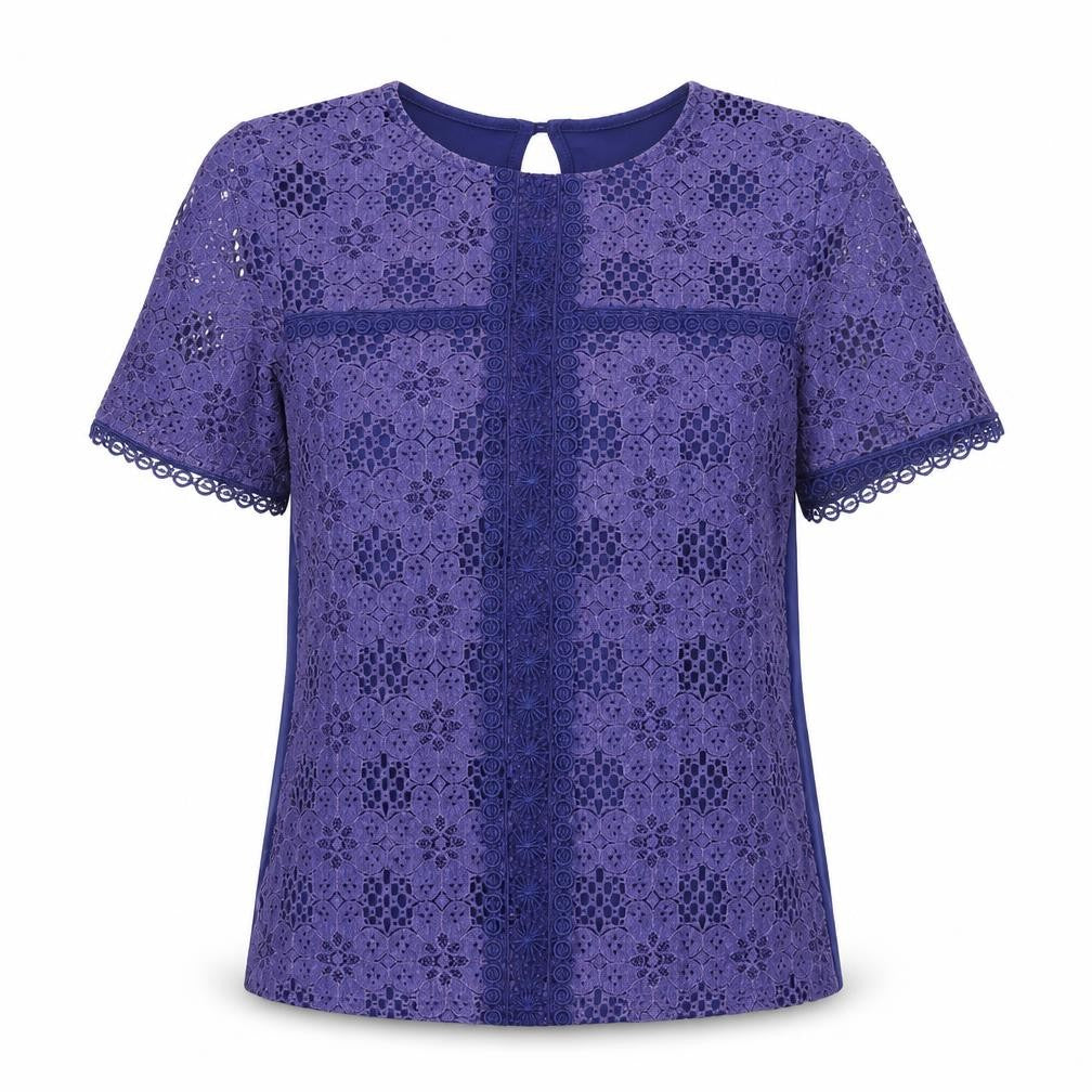 Front view of Dorothy Perkins Women's Purple Lace Blouse, size 12
